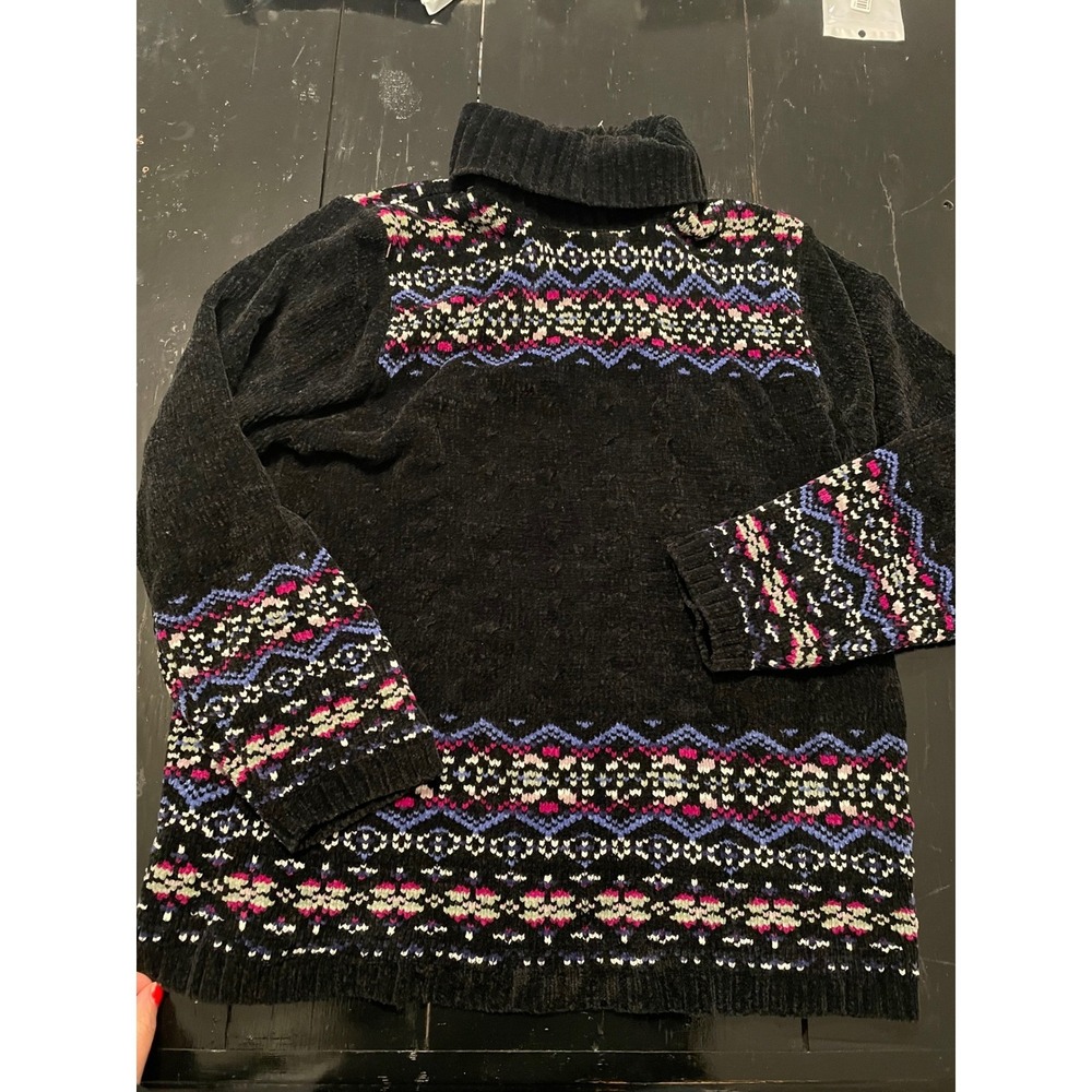 DESIGNERS STUDIO ORIGINALS Womens L Turtleneck Sweater Fair Isle Acrylic Knit